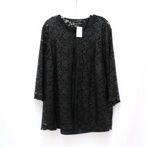 NWT Verpass black lace top cardigan with tank plus size new 22 blouse evening
